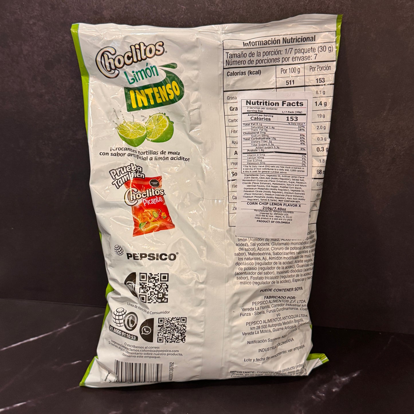 Choclitos de Limón snack de maíz colombiano con sabor cítrico, producto importado de Colombia disponible en Melomanda