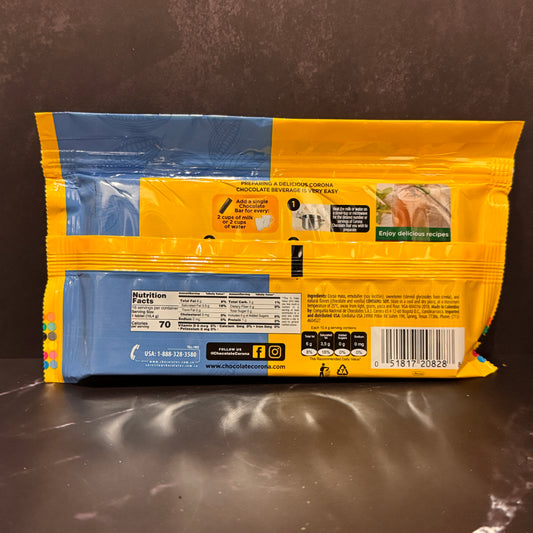 Chocolate Corona Tradicional colombiano en barra, producto importado de Colombia disponible en Melomanda