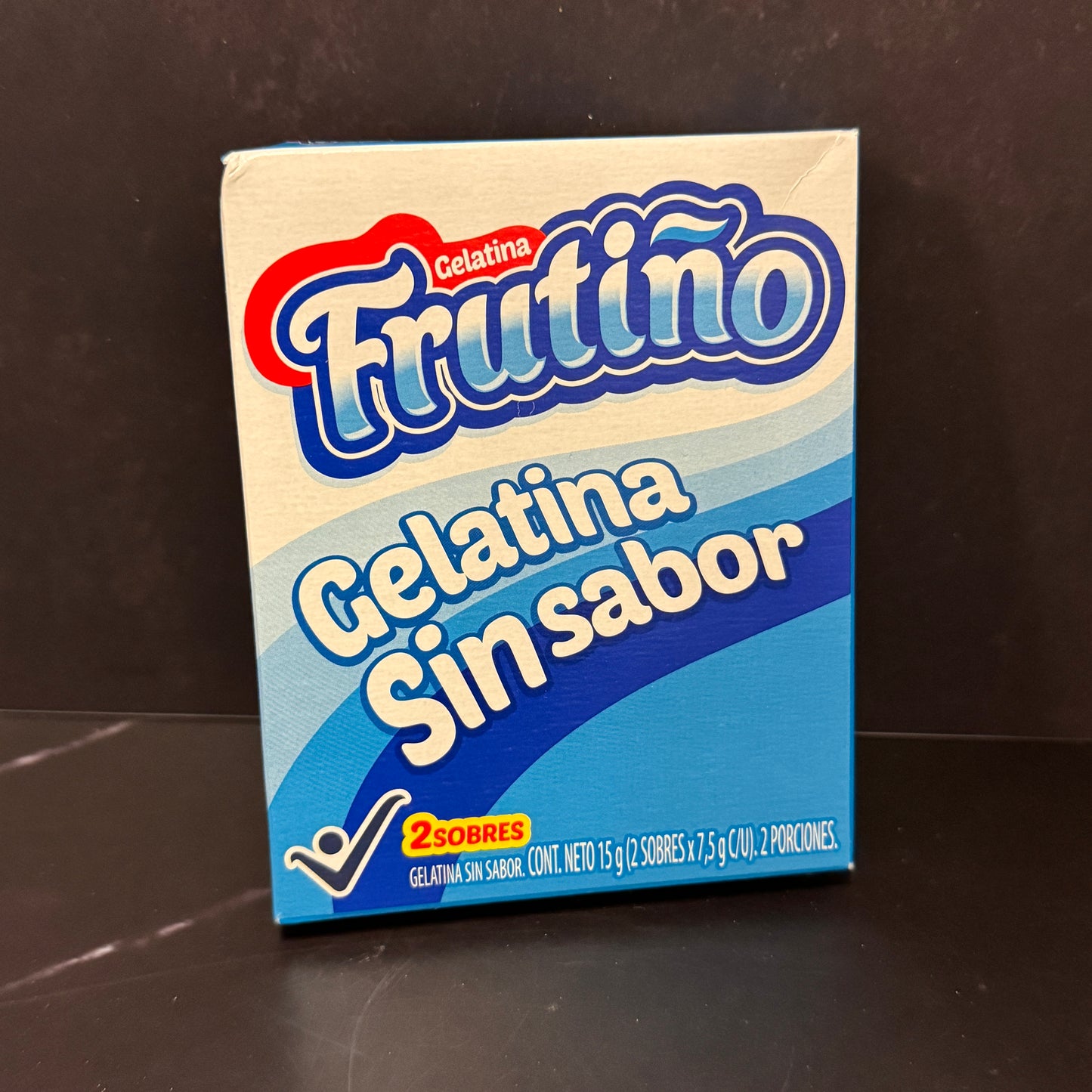 Gelatina Sin Sabor Frutiño colombiana 15g, producto importado de Colombia disponible en Melomanda