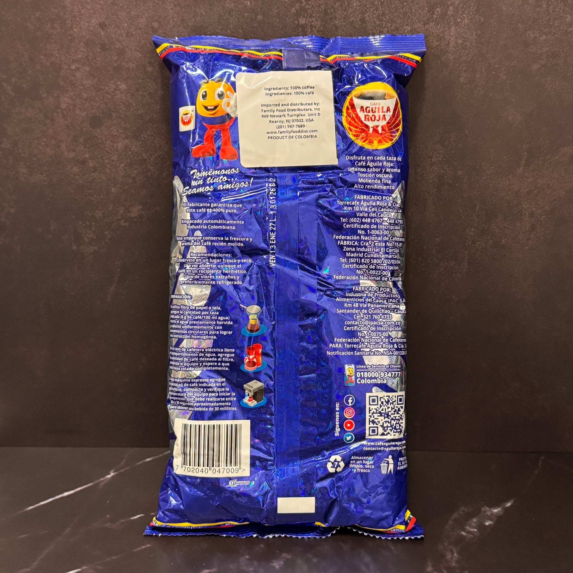 Café Águila Roja - Café colombiano 100% puro molido y aromático