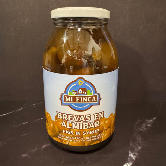 Brevas en Almíbar Mi Finca 28 oz frasco de vidrio, figs in syrup importadas de Colombia disponibles en Melomanda