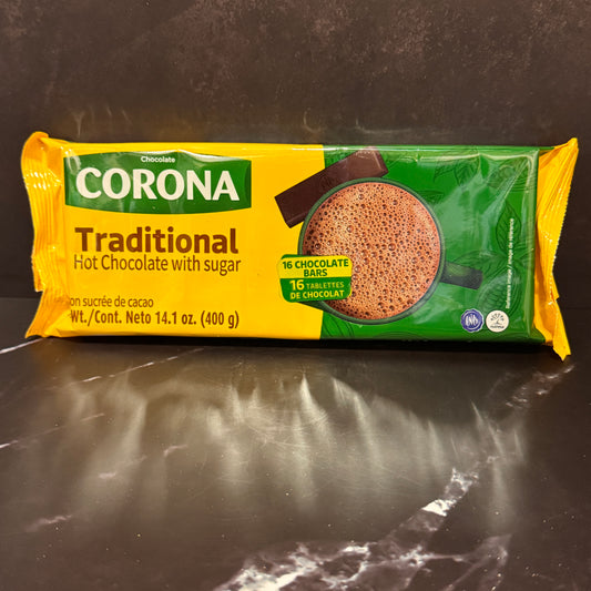 Chocolate Corona Tradicional colombiano en barra, producto importado de Colombia disponible en Melomanda
