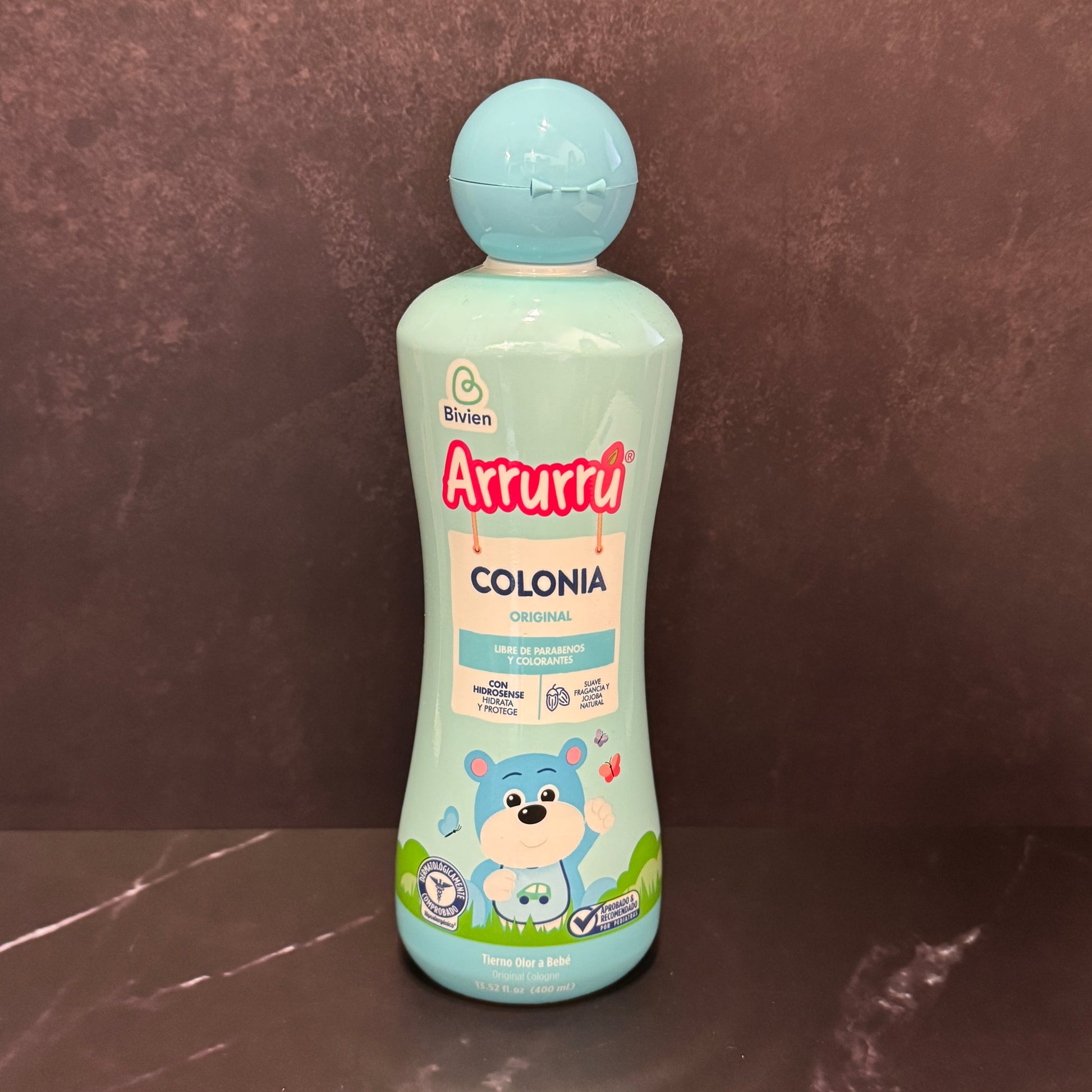Colonia Arrurrú Original 400ml para bebé colombiana libre de parabenos con Hidrosense y jojoba, producto importado de Colombia disponible en Melomanda