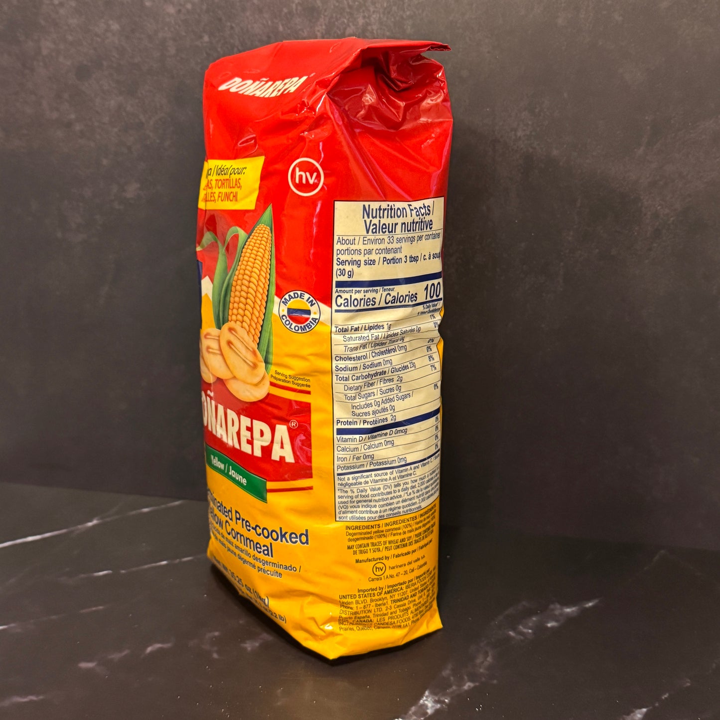 Harina Doña Arepa Amarilla para arepas de maíz amarillo, producto disponible en Melomanda