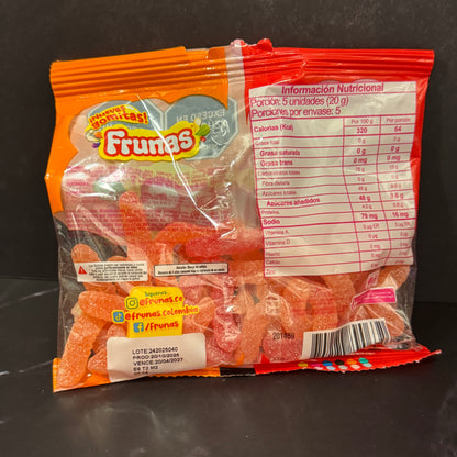 Frunas Gusanos Fresa Mandarina gomitas colombianas 100g, producto importado de Colombia disponible en Melomanda