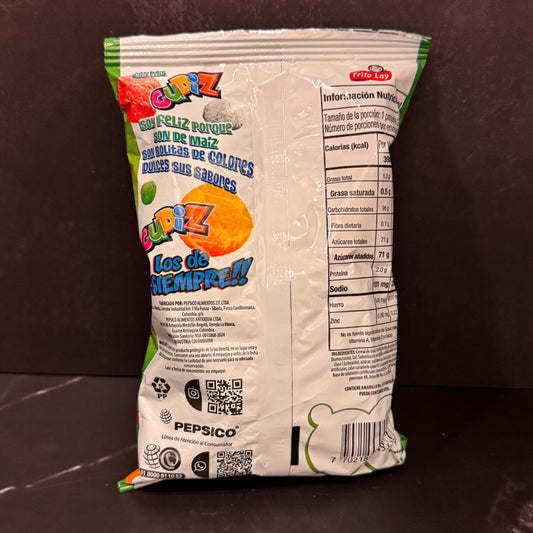 Gudiz bolitas dulces de maíz de colores colombianas 28g, producto importado de Colombia disponible en Melomanda