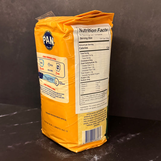Harina PAN Amarilla de maíz precocida venezolana 1kg, producto importado de Venezuela disponible en Melomanda