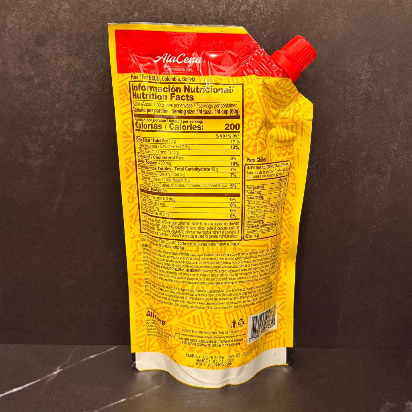 Ala Cena Crema Huancaína - Salsa peruana auténtica de ají amarillo y queso