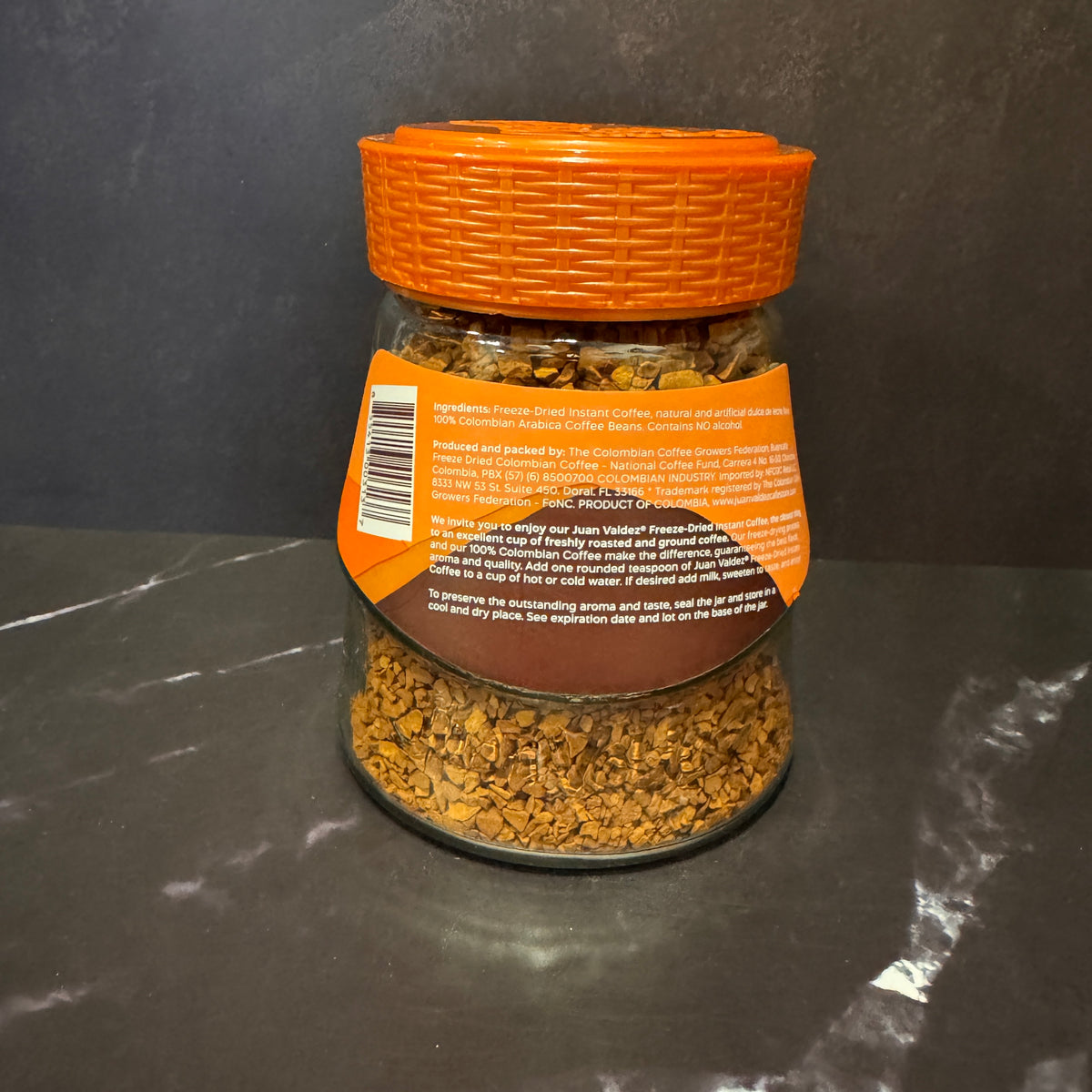 Juan Valdez Freeze Dried Instant Coffee Dulce de Leche 95g frasco de vidrio café colombiano, producto importado de Colombia disponible en Melomanda