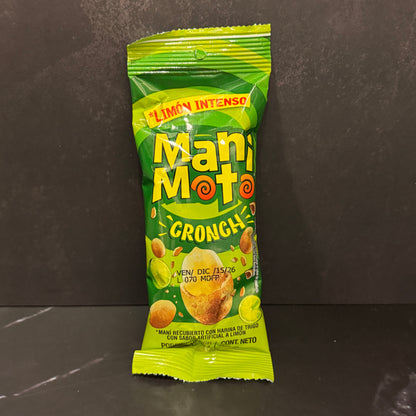 Manimoto Limón maníes recubiertos con sabor a limón colombianos, producto importado de Colombia disponible en Melomanda