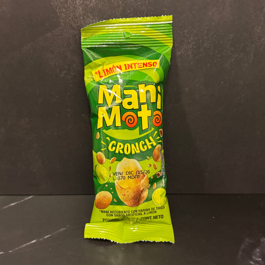 Manimoto Limón maníes recubiertos con sabor a limón colombianos, producto importado de Colombia disponible en Melomanda