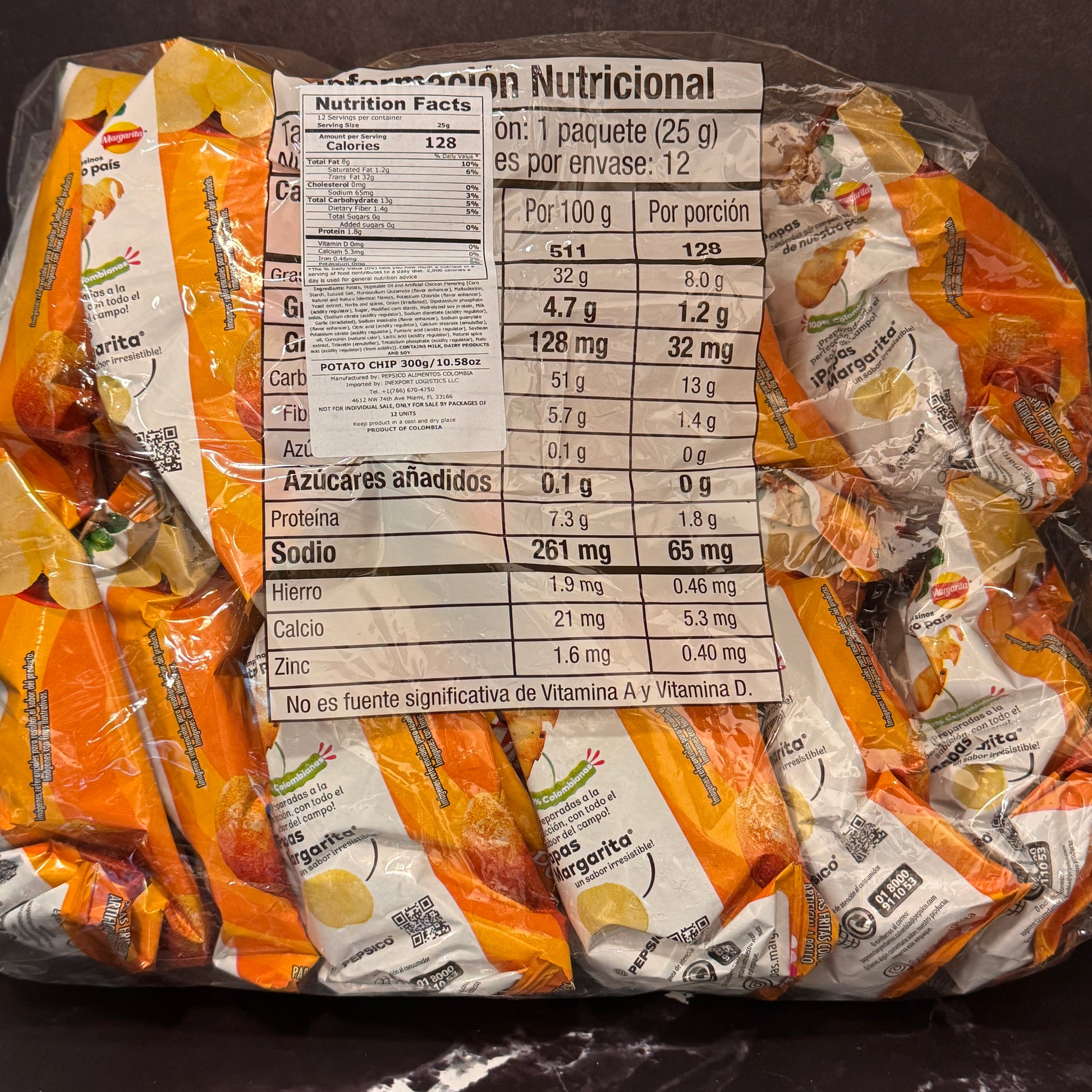 Papas Margarita Pollo papas fritas colombianas sabor pollo asado, producto importado de Colombia disponible en Melomanda