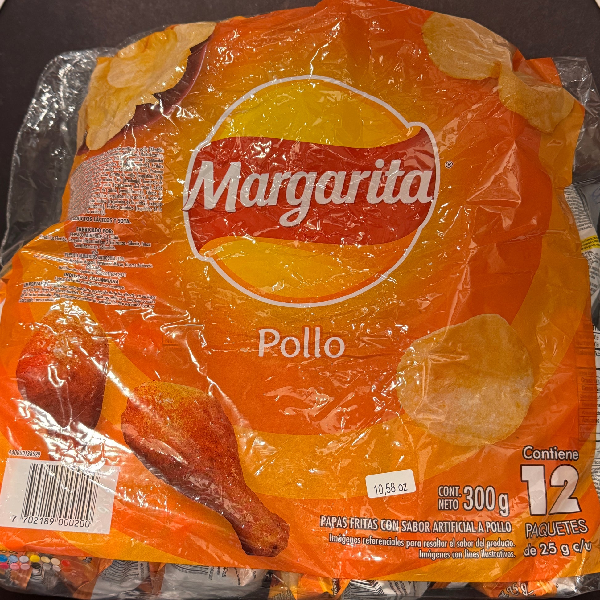 Papas Margarita Pollo papas fritas colombianas sabor pollo asado, producto importado de Colombia disponible en Melomanda