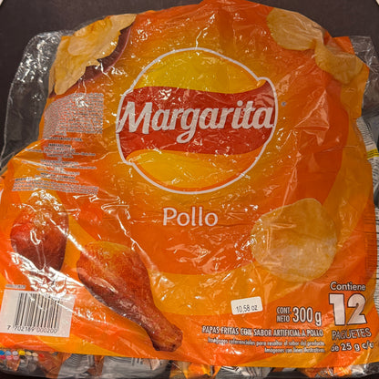 Papas Margarita Pollo papas fritas colombianas sabor pollo asado, producto importado de Colombia disponible en Melomanda