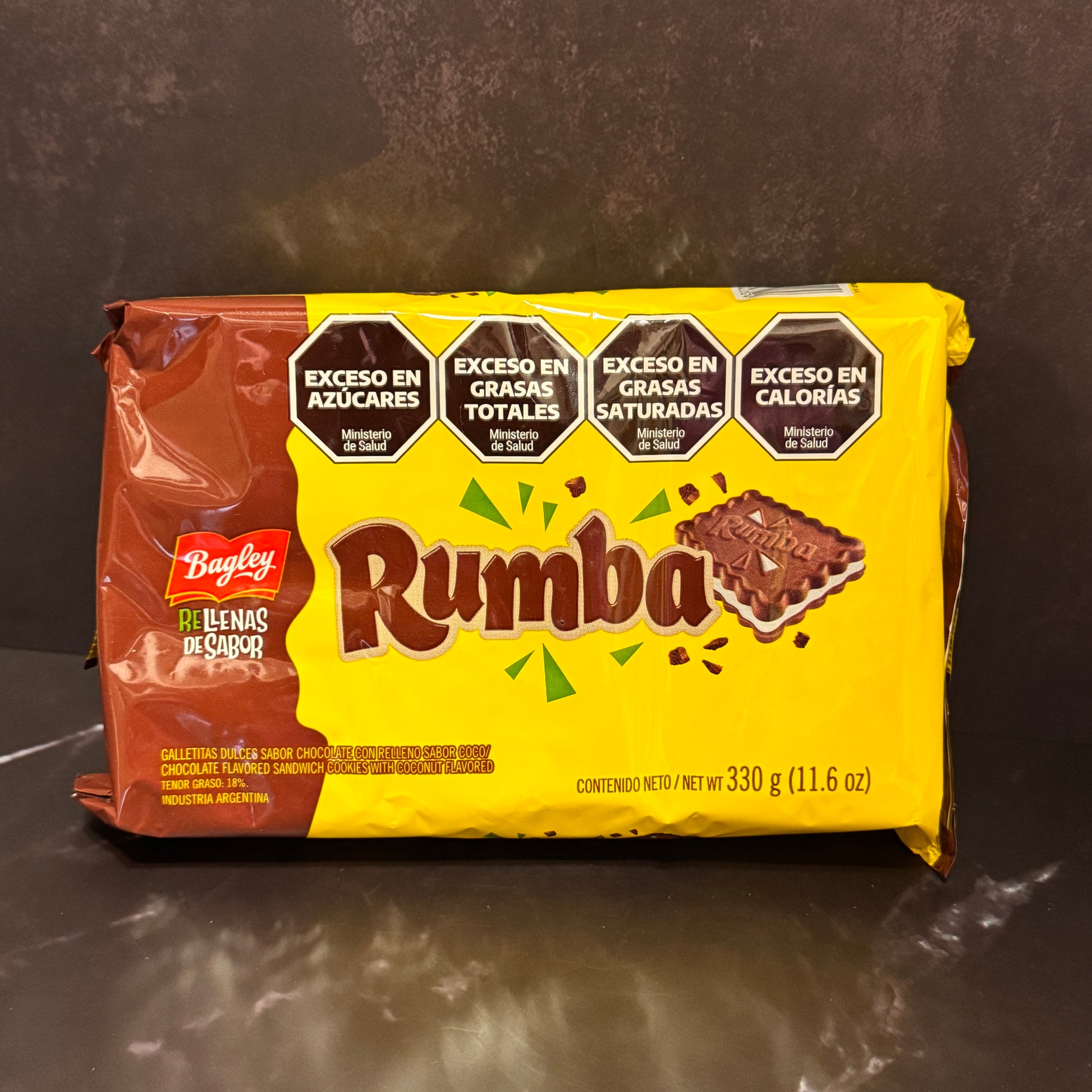 Bagley Rumba Original - Galletitas sandwich argentinas de chocolate con relleno de coco