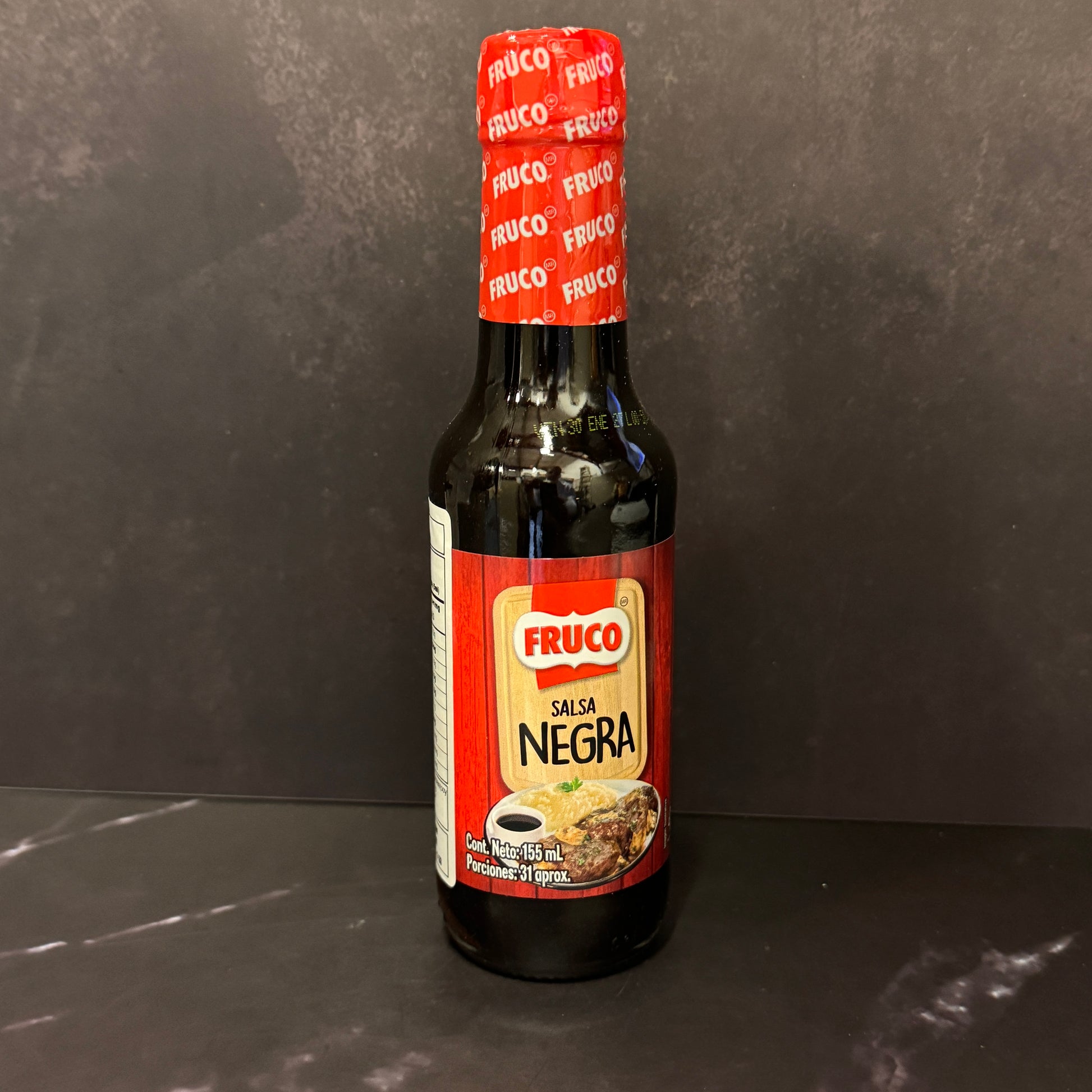 Salsa Negra Fruco 155ml condimento colombiano para carnes y marinadas, producto importado de Colombia disponible en Melomanda