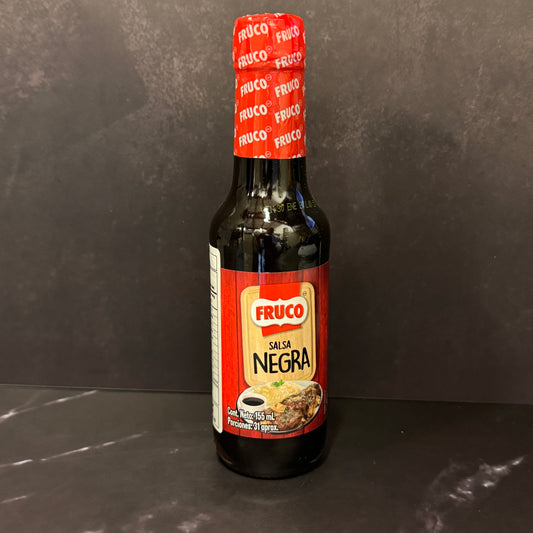 Salsa Negra Fruco 155ml condimento colombiano para carnes y marinadas, producto importado de Colombia disponible en Melomanda