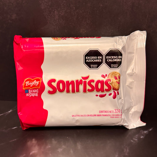 Galletas Sonrisas Bagley Frambuesa - Galletitas sandwich argentinas con relleno de frambuesa y vainilla