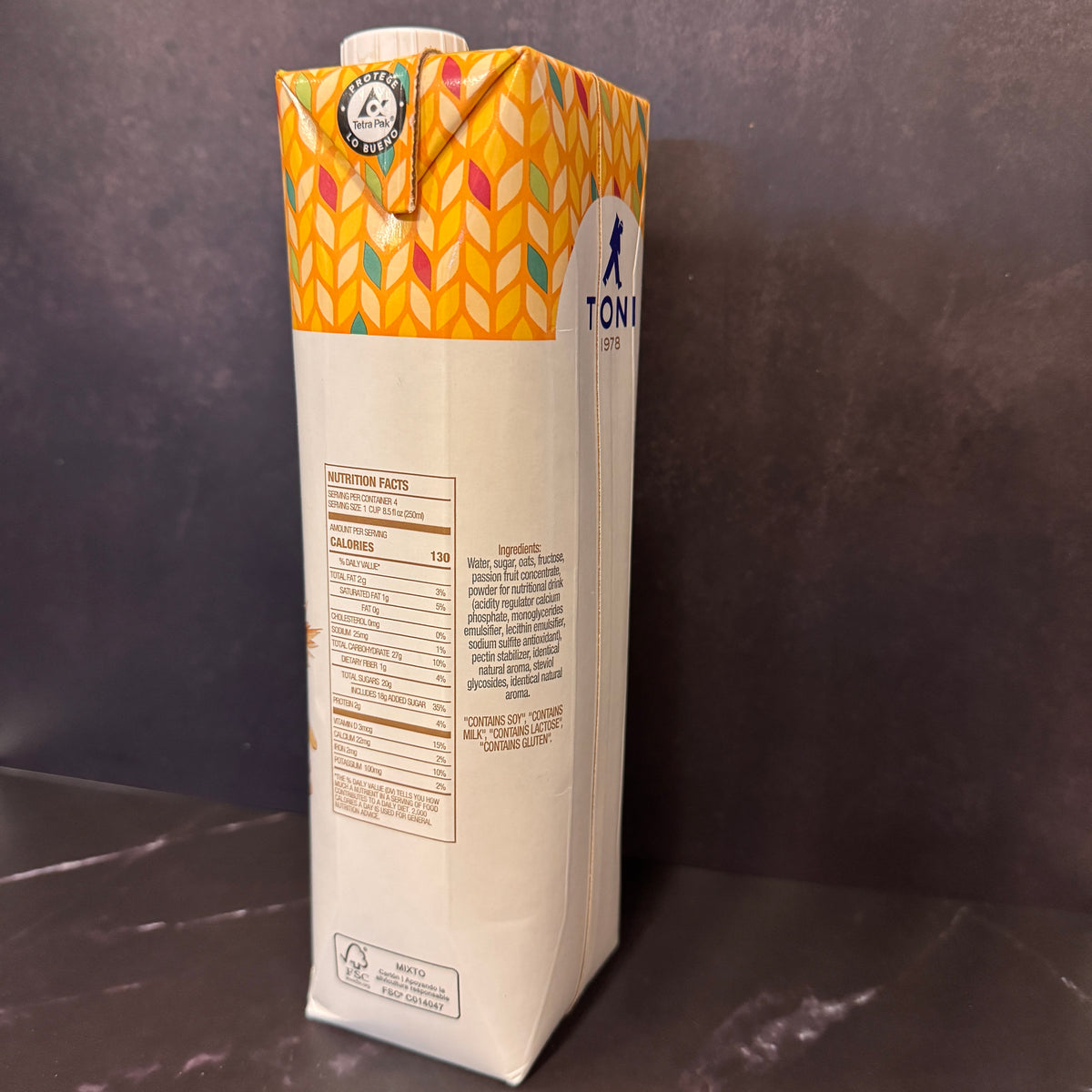 Toni Avena Oat Smoothie Sabor Lulo 1 litro bebida ecuatoriana con maracuyá y canela, producto importado de Ecuador disponible en Melomanda